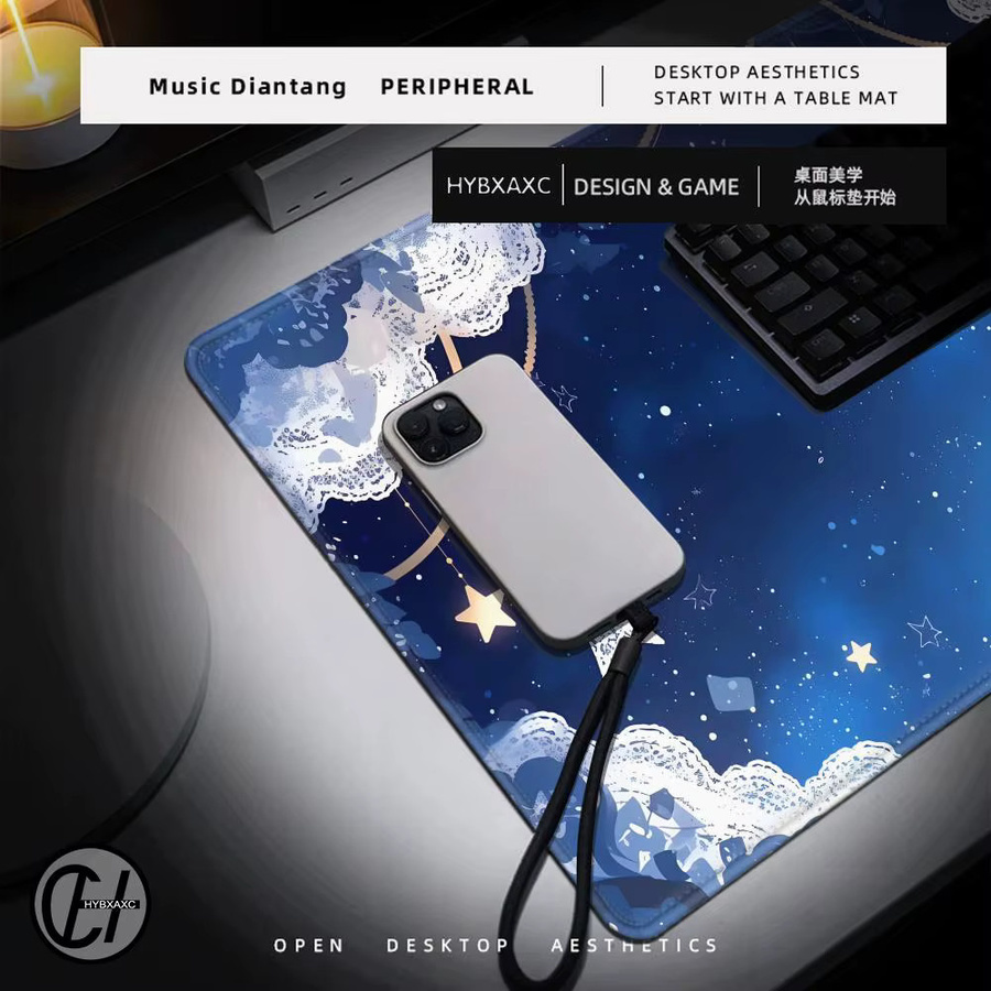 HYBXAXC Gaming Mousepad Sternenhimmel Mond Schwarz XXL Schreibtischmatte für PC und Tastatur - Bild 4