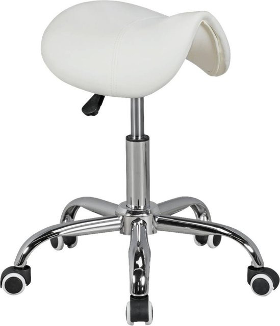 Amstyle Moderner Aktiv-Hocker in Weiß mit Kunstleder, 360 Grad Drehbar und Rollen, B/T/H: 35,0 x 38,0 x 60,0 cm - Bild 1