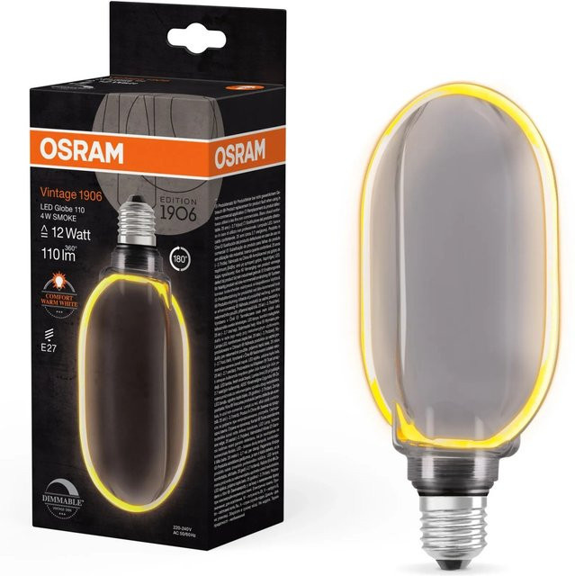 Osram LED-Lampe E27 Globeform G100 in Rauchgrau, 4 W, 1.800 K, dimmbar, Höhe: 18,9 cm, Durchmesser: 10 cm - Bild 1