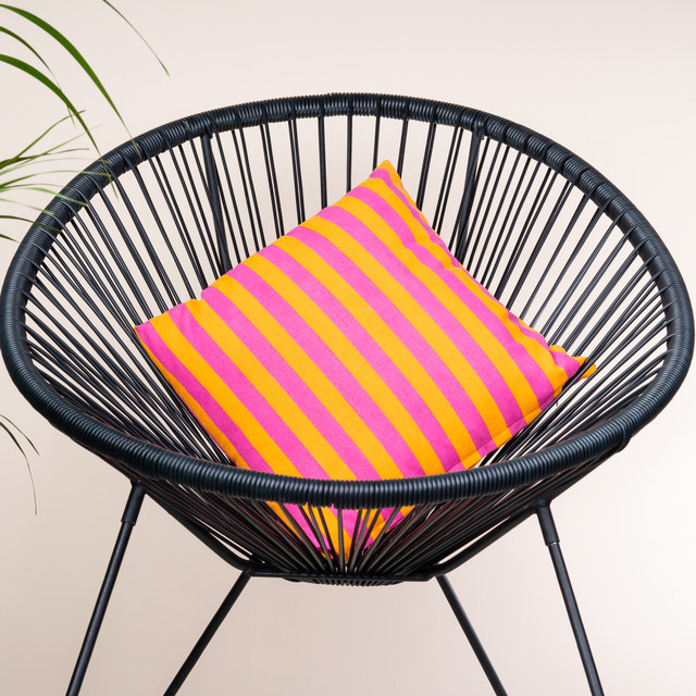 Baumwoll Kissen BLUME2000 Streifen Vintage Orange/Pink B/B/H: 40 x 40 x 40 cm - Bild 1