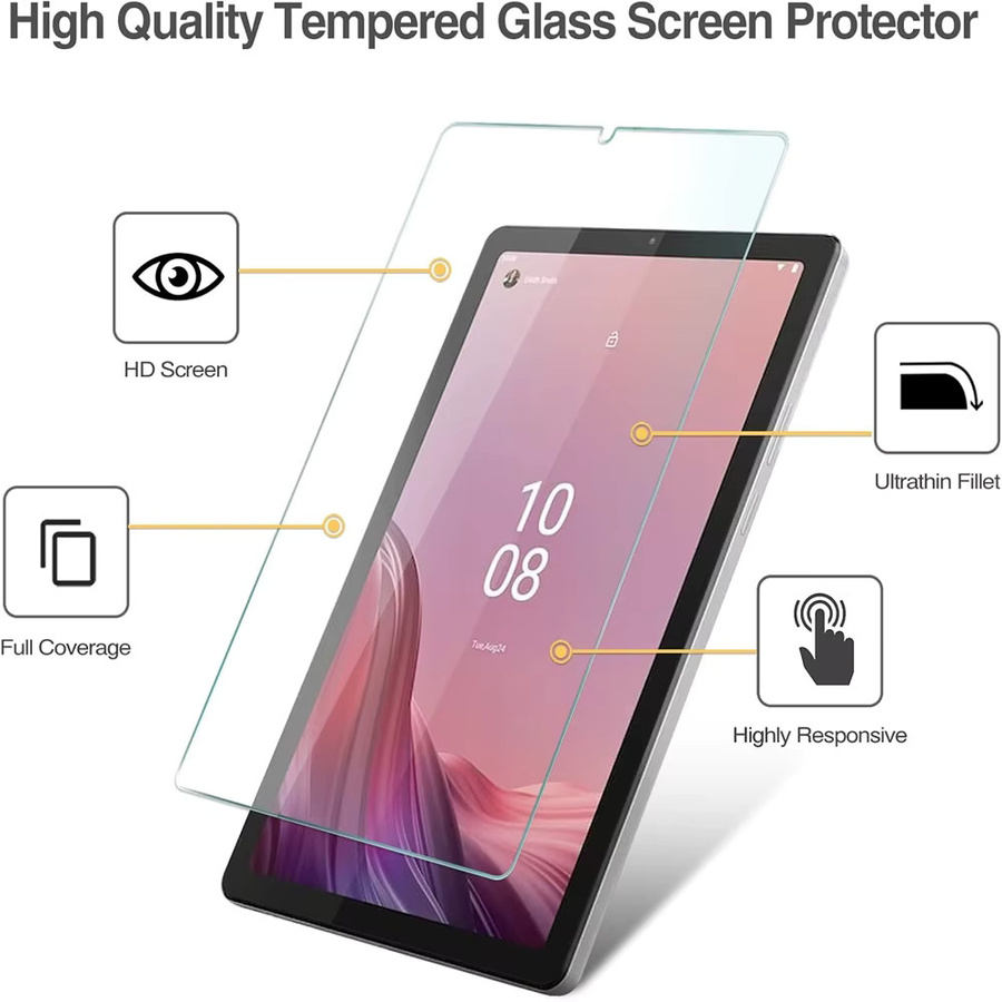 2 Stück Displayschutzfolie aus gehärtetem Glas für Lenovo Tab M9 9,0 Zoll TB-310FU TB-310, transparent, Anti-Fingerprint und HD-Schutz - Bild 2