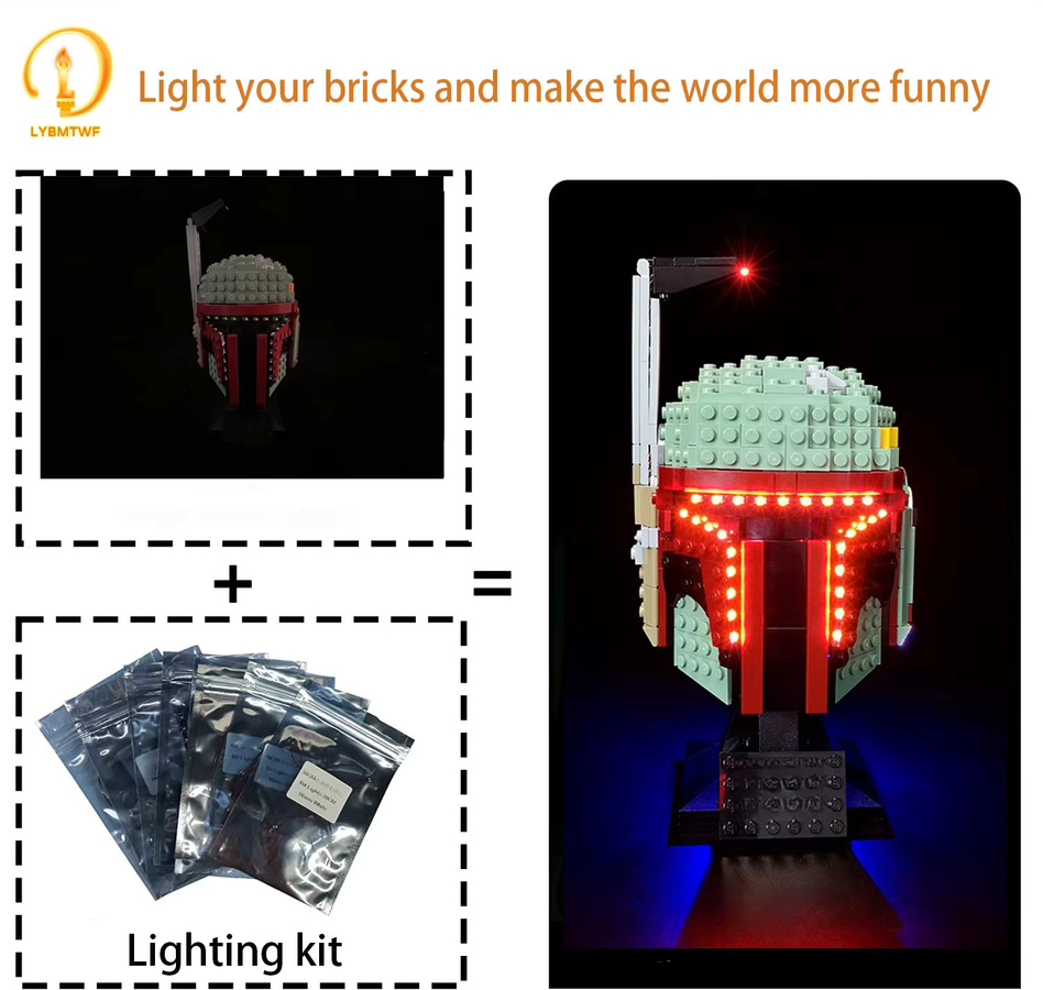 LYBMTWF LED-Beleuchtungsset für Lego 75277 Boba Fett Helmmodell in Grau und Multicolour mit SMD-Leuchten - Bild 3