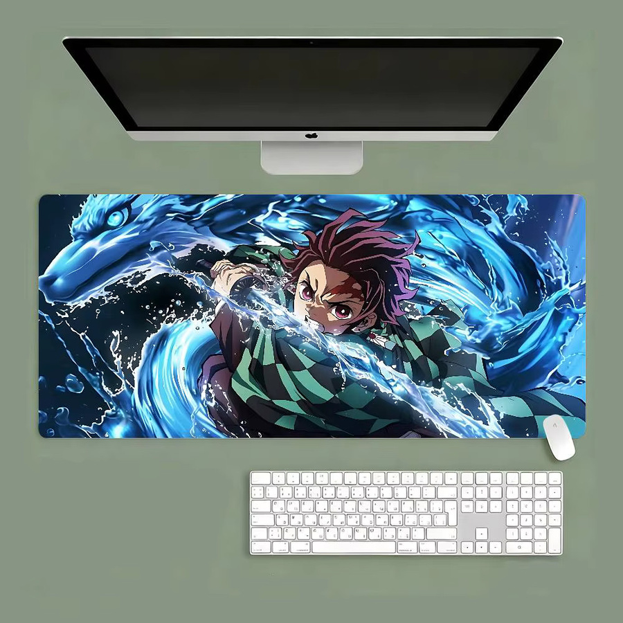 Tanjiro Kamado Mauspad mit Landschaftsdesign, bunte Schreibtischunterlage für Laptop und Tastatur - Bild 4