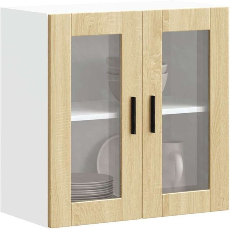 Küchen-Hängeschrank Porto mit Glastür von vidaxl in Sonoma-Eiche Natur - Bild 1
