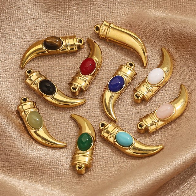 Elomia Anhänger, Edelstahl, Naturstein, Gold, Damen - Bild 1