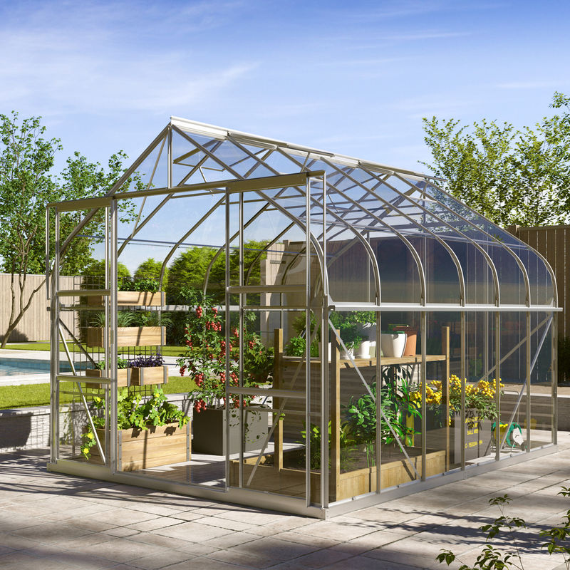 Vitavia Gewächshaus Dione 9900 mit Stahlfundamentrahmen und Glockendach in Silber, 9,9 m², Aluminium eloxiert und 4 mm ESG Sicherheitsglas - Bild 2