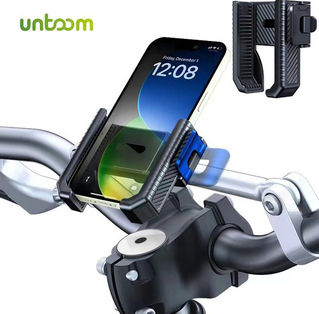 Untoom Universeller Fahrrad-Handyhalter für Lenker und Motorrad in Schwarz mit GPS-Halterung für iPhone und Xiaomi - Bild 1