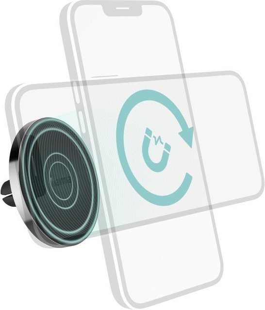 Hama MagLock Magnetische Auto-Handyhalterung für die Lüftung in Schwarz und Silber - Bild 1