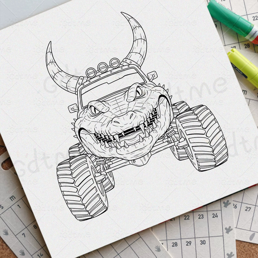 GDTME Monster Truck Bold-easy Malbuch für Erwachsene, Fahrzeuge - Bild 4