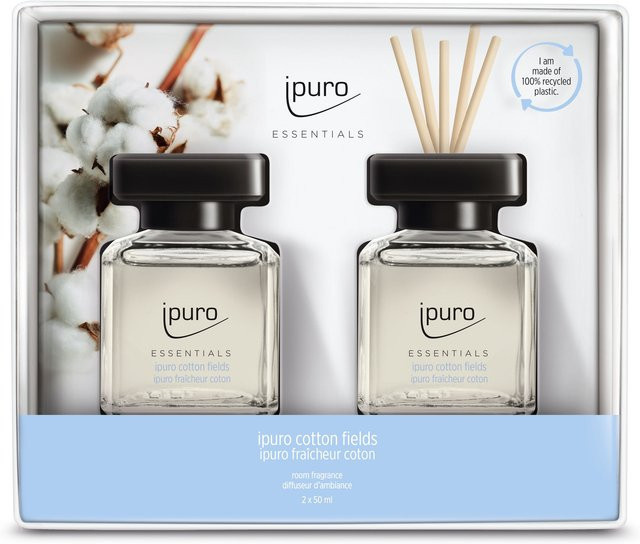 ipuro Raumduft-Set Essentials Cotton Fields Reed Diffuser 2 x 50 ml in Altrosa, Weiß und Transparent - Bild 1