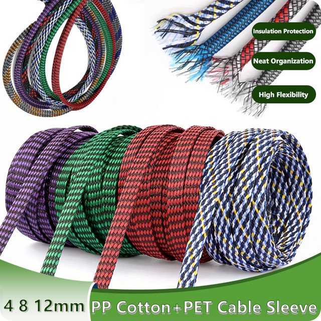 Flexible geflochtene Kabelhülse aus PP-Baumwolle und PET-Garn als isolierte Schutzummantelung in den Durchmessern 4 mm, 8 mm oder 12 mm - Bild 1