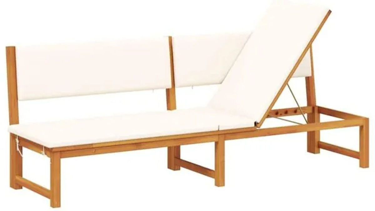 Vidaxl Sonnenliege aus Akazie Massivholz mit Kissen in Braun, B/T/H: 200 x 57 x 75 cm - Bild 1