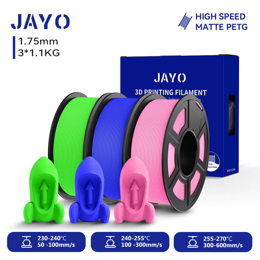 JAYO 3D-Drucker Filament Matt PETG und PLA für FDM-Drucker, 1,75 mm, Hochgeschwindigkeits-Druckbereich 30 bis 600 mm/s mit hohem Durchfluss - Bild 4