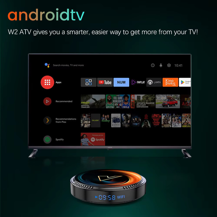 VONTAR W2 Smart TV Box Android 11 Media Streamer mit Amlogic S905W2, 4K UHD, AV1, Dual-Band Wi-Fi und Bluetooth, Schwarz - Bild 3