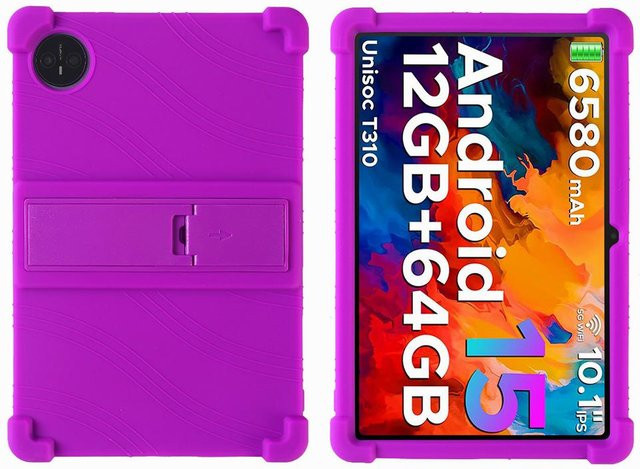 DOOGEE Tab A9 / A9pro Schutzhülle aus weichem Silikon mit Ständer in Violett - Bild 1