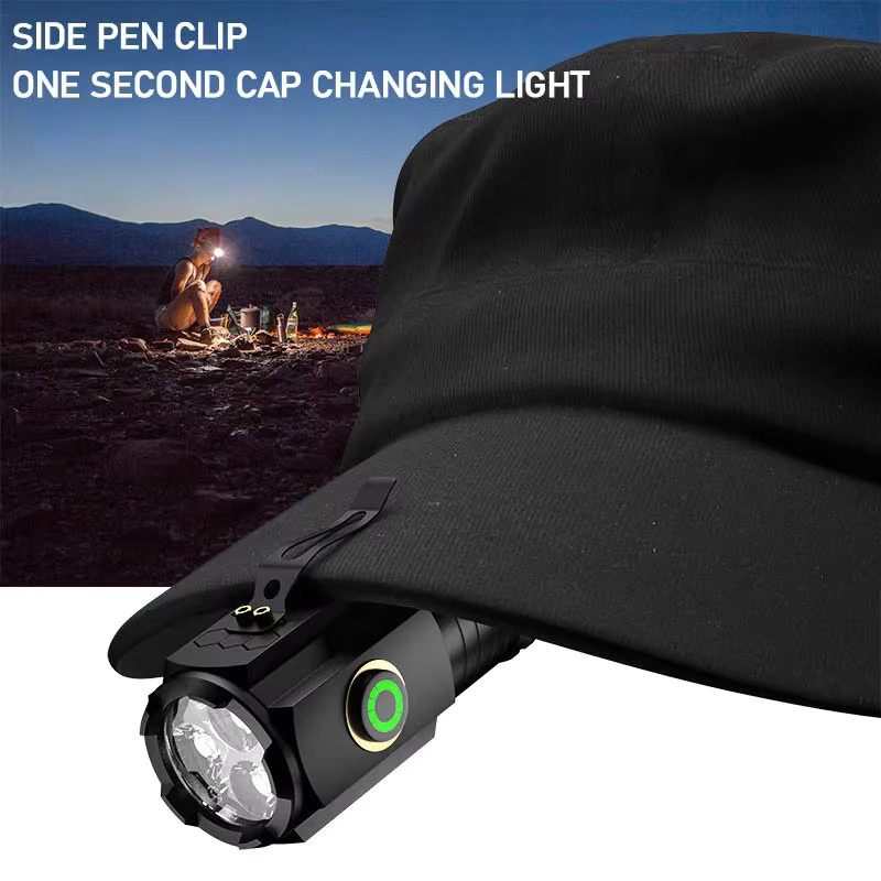 JIASHUAIXIN Mini-LED-Taschenlampe mit 3 LEDs, ultra starkes Licht, USB wiederaufladbar, Schwarz mit Stiftclip und Magnet - Bild 6