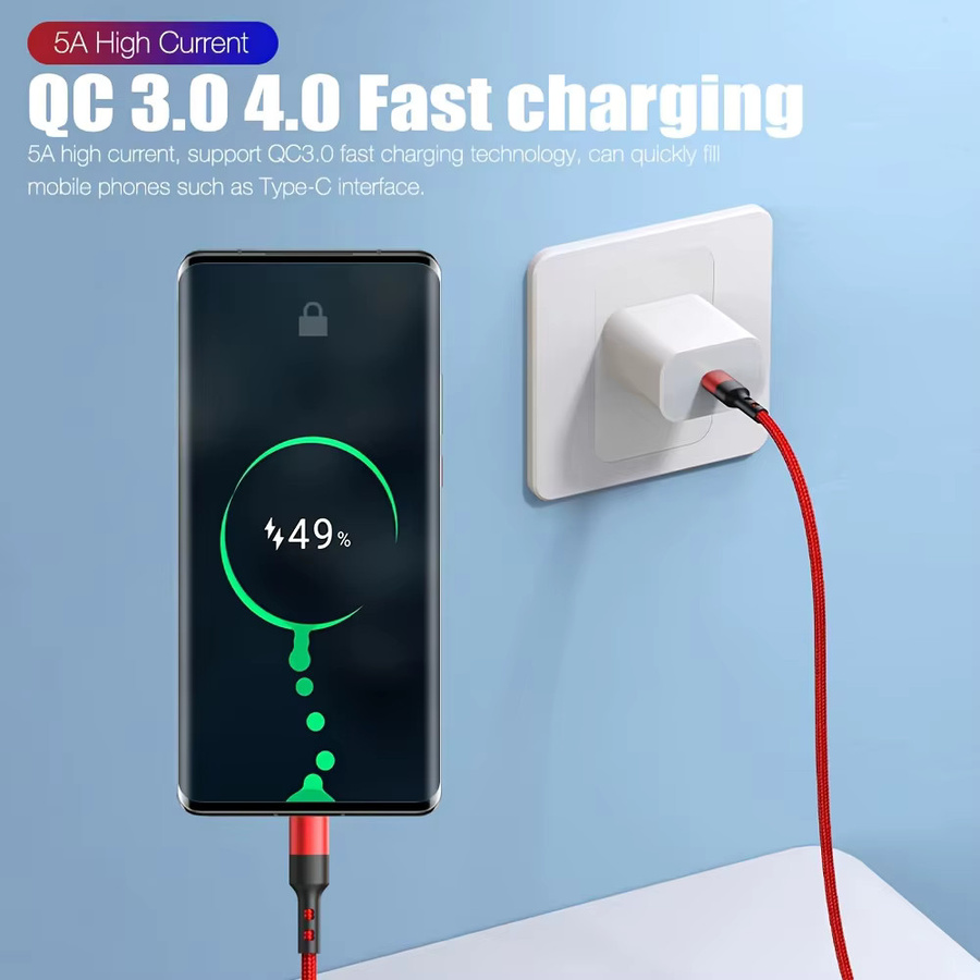 NNBILI 3er-Set USB-C auf USB-C Schnellladekabel 60W in Rot, kurzes Datenkabel für iPhone, Samsung und Macbook, Längen: 0,3 m und 0,5 m - Bild 2