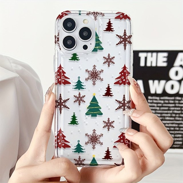 Transparente TPU-Handyhülle mit Weihnachtsbaum- und Schneeflockenmuster für iPhone 11 bis iPhone 17 Pro Max - Bild 1