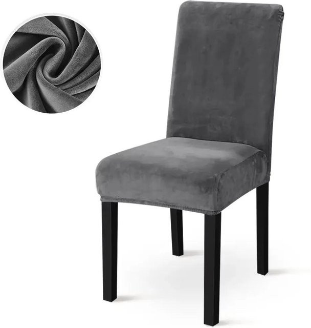Yiran Furniture Stuhlbezug aus weichem Samt in Jacquard-Optik, einfarbig und elastisch für Esszimmerstühle - Bild 1