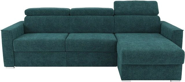 Vente-unique Schlafsofa Vizir in Petrol, L-Form, modern und wendbar, Breite: 282 cm - Bild 1