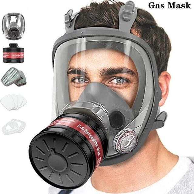HFYSF Vollgesichts-Atemschutzmaske mit 40-mm-Gasfilterkanister für Industrie, Chemikalien, Schweißen und Sprühen - Bild 1
