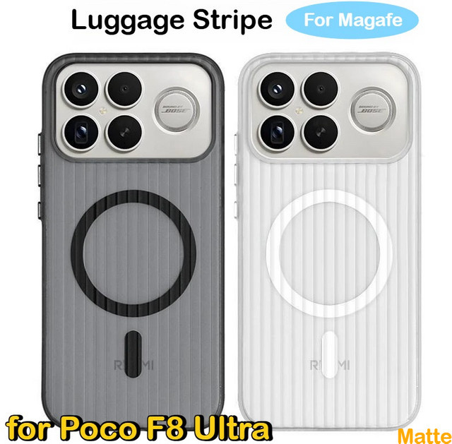 Matte transparente MagSafe Hartschale mit Gepäckstreifen Slim Cover für Xiaomi Poco F7 F8 Ultra X7 X6 Pro 15T Pro 17 Redmi K90 Pro Max - Bild 1