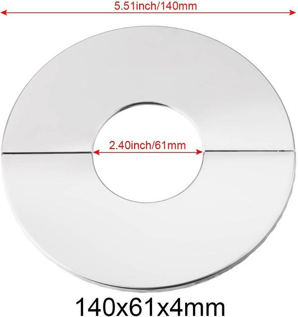Wuhiyong Wand Abdeckung für Wasserhahn aus Edelstahl in Chrom Silber, B/H/T: 14,0 x 14,0 x 0,61 cm - Bild 1