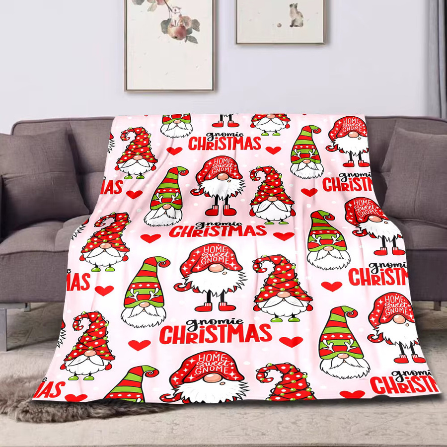 Gemütliche Flanelldecke mit Weihnachtszwerg Motiv aus Polyester für Erwachsene - Bild 5