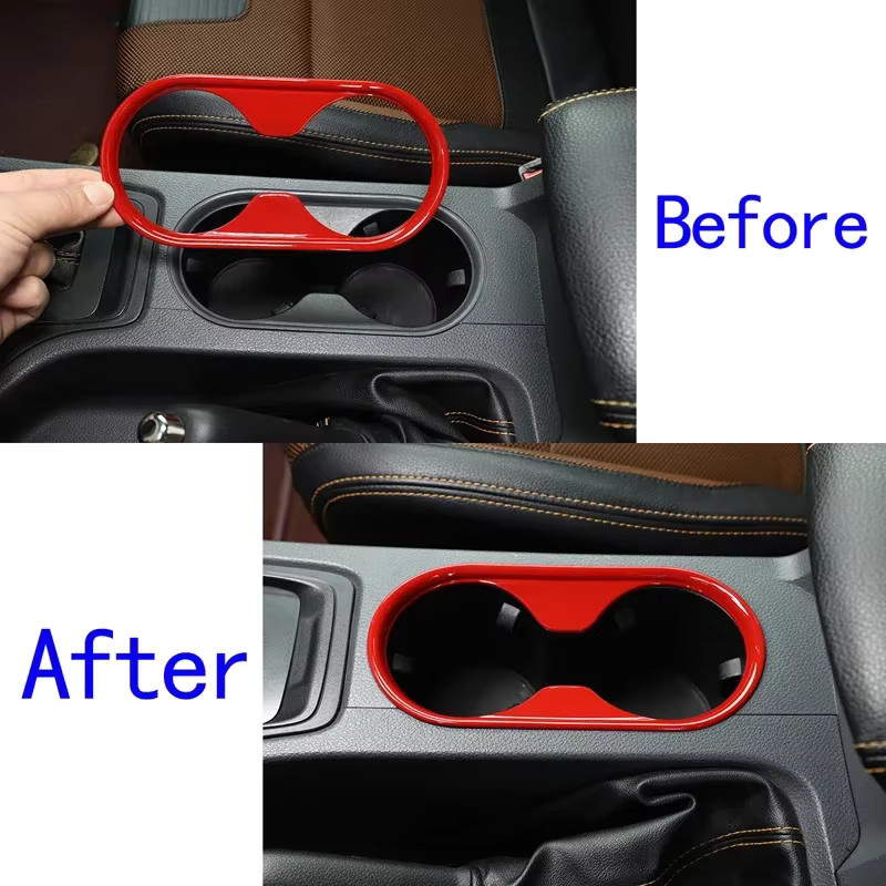Owntycar Carbon Faser Zubehör für Ford Ranger 2015-2021 Mittelkonsole Getränkehalter Abdeckung in Schwarz - Bild 3