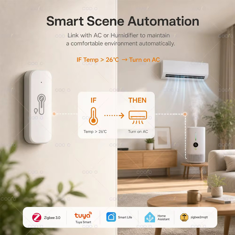 Tuya Zigbee 3.0 Temperatur- und Feuchtigkeitssensor in Weiß für Smart Home App-Fernüberwachung mit Smart Life und Z2M kompatibel (Hub erforderlich) - Bild 2