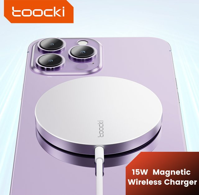 Toocki Magnetisches kabelloses Ladegerät 15W für iPhone 14 13 12 in Weiß - Bild 1