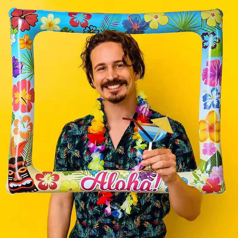 ZQNYCY Aufblasbarer Fotobox-Rahmen Hawaiianischer Aloha Stil in Multicolour für Sommer- und Strandpartys oder Hochzeiten - Bild 2