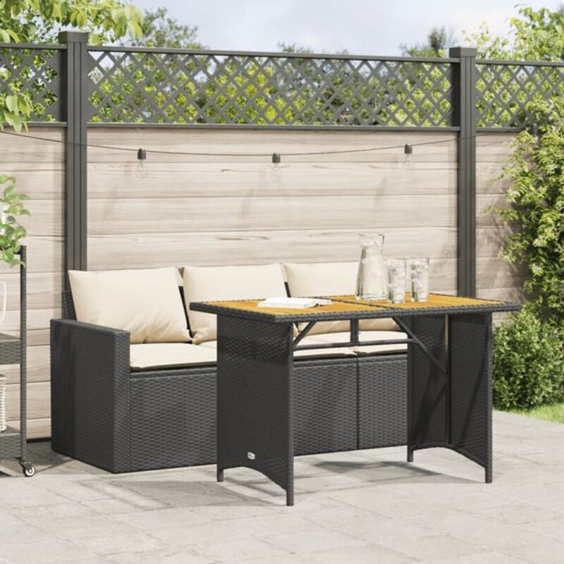 2-teilige moderne Garten-Essgruppe aus Poly-Rattan mit Kissen in Schwarz und Creme von vidaxl - Bild 1
