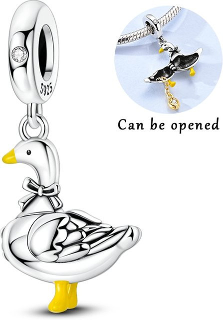 Parmuz Gänse-Anhänger, 925 Sterling Silber, Perle, CZ Zirkon, Damen - Bild 1