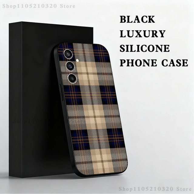 Schottische Karomuster Handyhülle aus weichem Silikon für Samsung Galaxy S25 S24 S23 S22 S21 S20 S10 Ultra Plus Lite FE in Schwarz und Multicolour - Bild 1