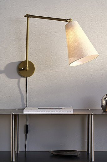 Jotex Wandlampe VIVIENNE in Grün und Gold/Messing, verstellbar mit Stoffschirm und E27 Fassung - Bild 1