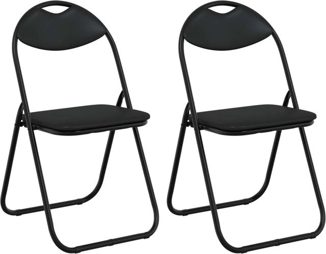 vidaXL Klappstühle 2er Set aus Kunstleder in Schwarz, B/T/H: 48 x 43,5 x 81 cm - Bild 1
