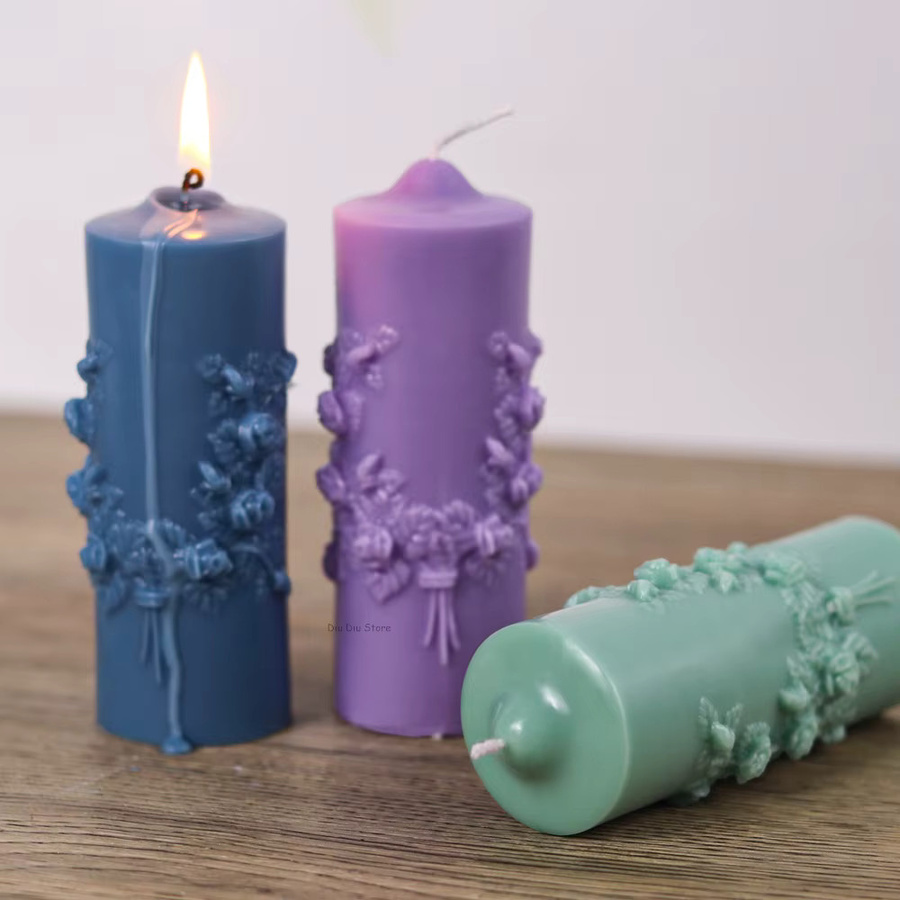 UDOCOOL Silikonform für zylindrische Kerzen und DIY-Dekorationen zur Herstellung von Blumen-Duftkerzen, Gips- oder Harz-Ornamenten - Bild 2