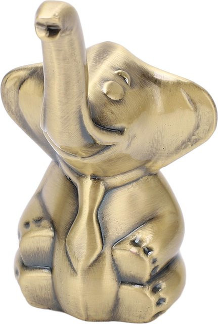 Tooarts Elefantenstatue als dekorativer Ringhalter aus Zinklegierung in Beige und Gold im Vintage-Stil - Bild 1
