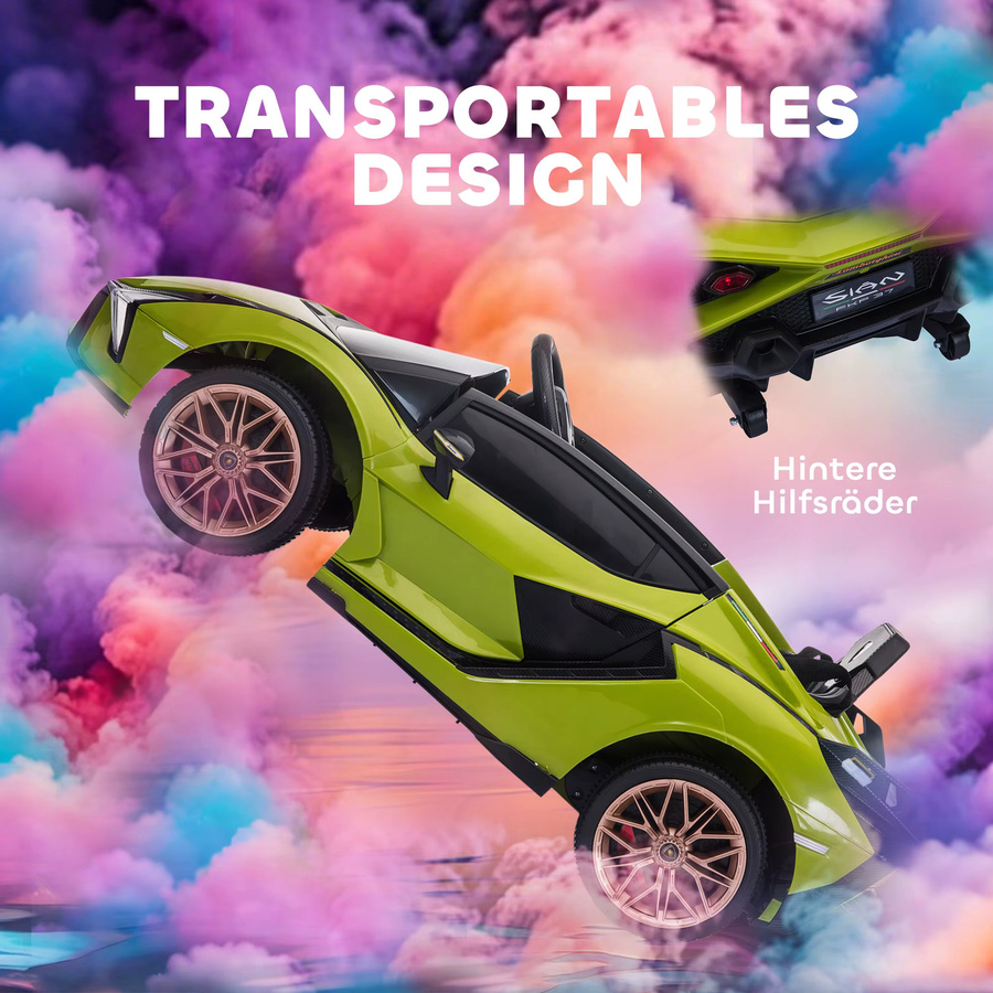 HOMCOM Lamborghini Kinder Elektroauto mit Licht und Sound, Grün - Bild 6