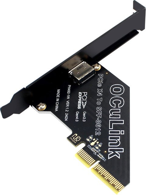 VODOOL PCIe zu SFF-8611 & SFF-8612 Oculink Adapterkarte für SSD, Schwarz - Bild 1
