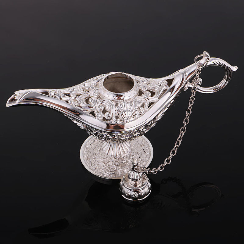 MagiDeal Schmuckschatulle Aladdin im Vintage-Stil aus Metall, Silber, florales Design - Bild 5
