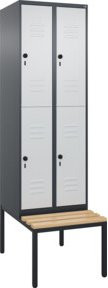 C+P Doppelstock-Spind Classic PLUS Sitzbank mit 2 Abteilen, Buche-Hartholz und Stahl, B/T/H: 212,0 x 60,0 x 81,5 cm - Bild 1