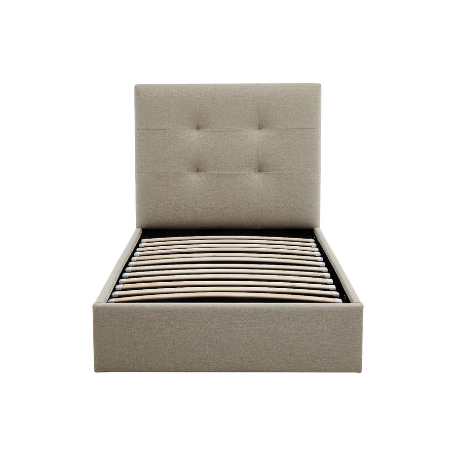 Vente-unique Bett Calinida mit Bettkasten im Art Déco Stil, Farbe Taupe/Beige, B/H: 98 x 201 cm - Bild 2