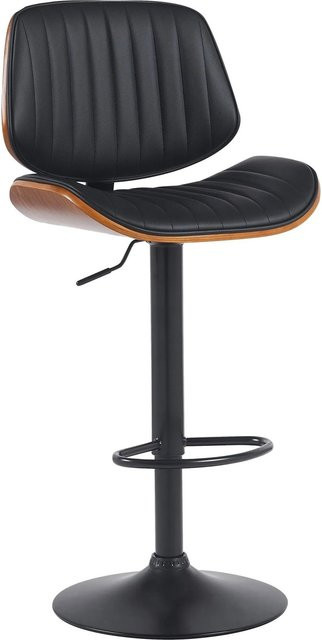 DELUKE Barhocker LOSAN aus Kunstleder in Walnuss und Schwarz, höhenverstellbarer Barstuhl mit Lehne und 360 Grad Drehbarkeit, B/T/H: 50 x 50 x 94 cm - Bild 1
