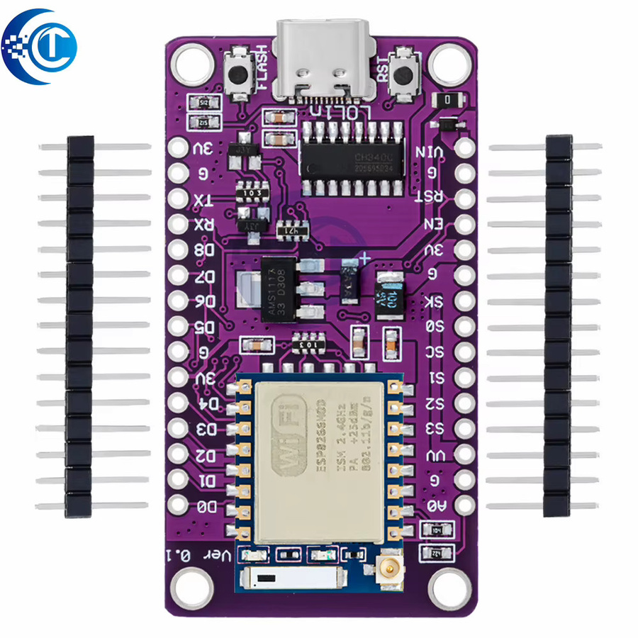 EGBO NodeMCU Lua WiFi V3 ESP8266 Entwicklungsboard mit USB-C und CH340 in Lila - Bild 3