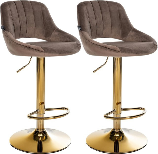 CLP Barhocker 2er Set Milet höhenverstellbar mit Lehne, gepolsterte Barstühle mit Samtbezug und drehbarem Metallgestell - Bild 1