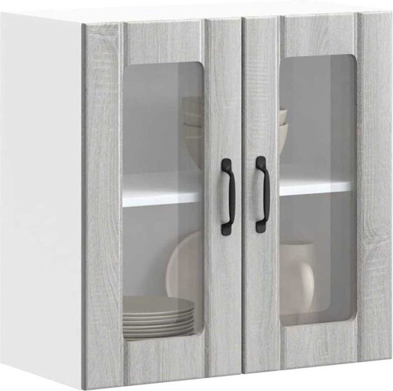 Vidaxl Küchen-Hängeschrank Lucca in Grau Sonoma mit Glastür aus Holzwerkstoff - Bild 1
