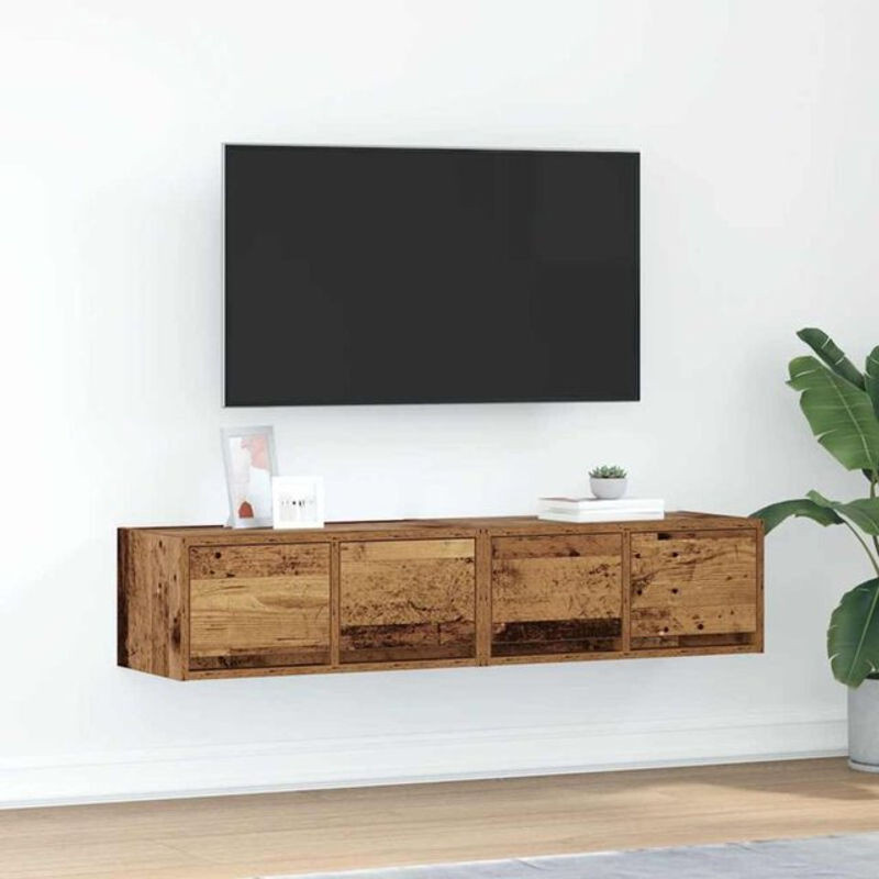 Vidaxl TV-Schrank Set 2 Stück in Altholz-Optik Braun im Landhaus und Industrial Stil aus Holzwerkstoff B/T/H: 60 x 31 x 25,5 cm - Bild 1