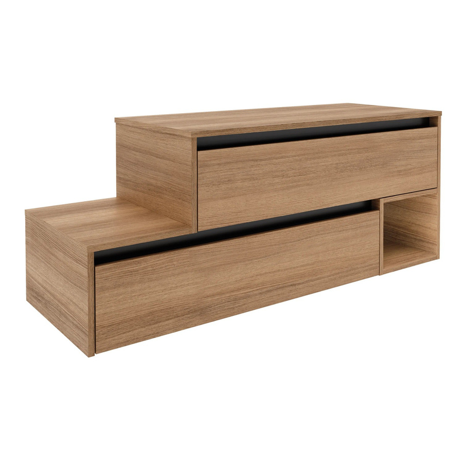 Fackelmann Waschbeckenunterschrank Vita rechts in Summer Oak und Schwarz, B/T/H: 128,7 x 51,6 x 46,5 cm - Bild 2